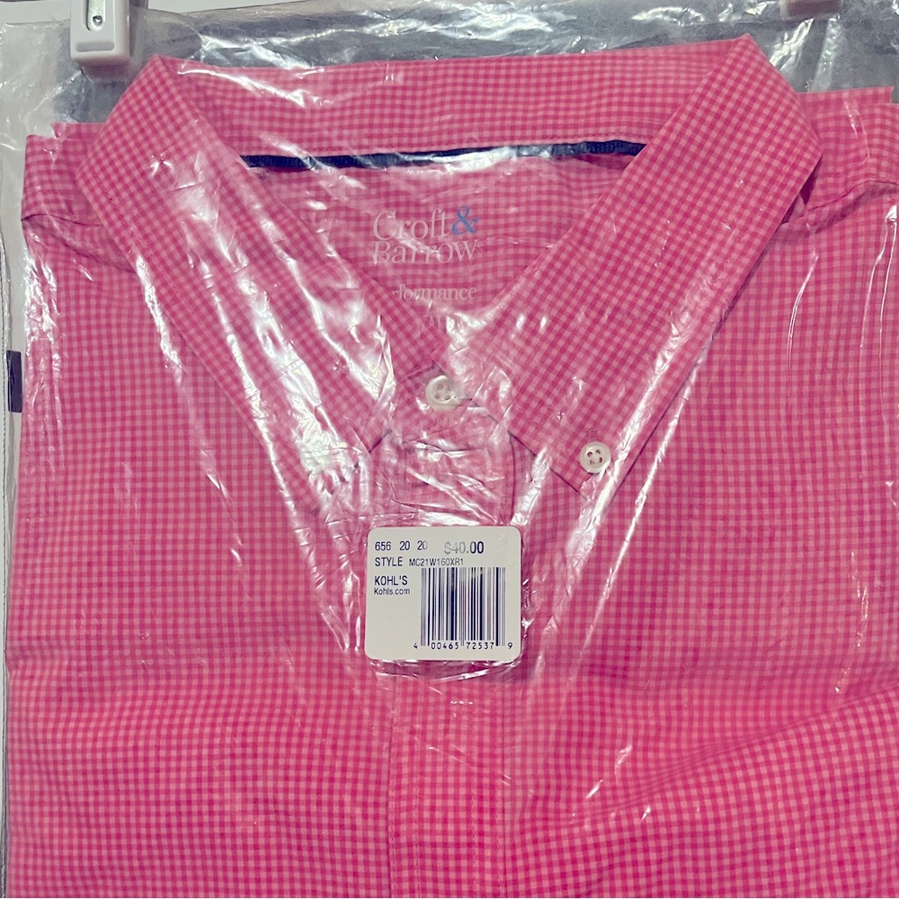 Big&Tall Croft&Barrow Slim Fit Performance Woven Button Down Shirt XXL, NWT